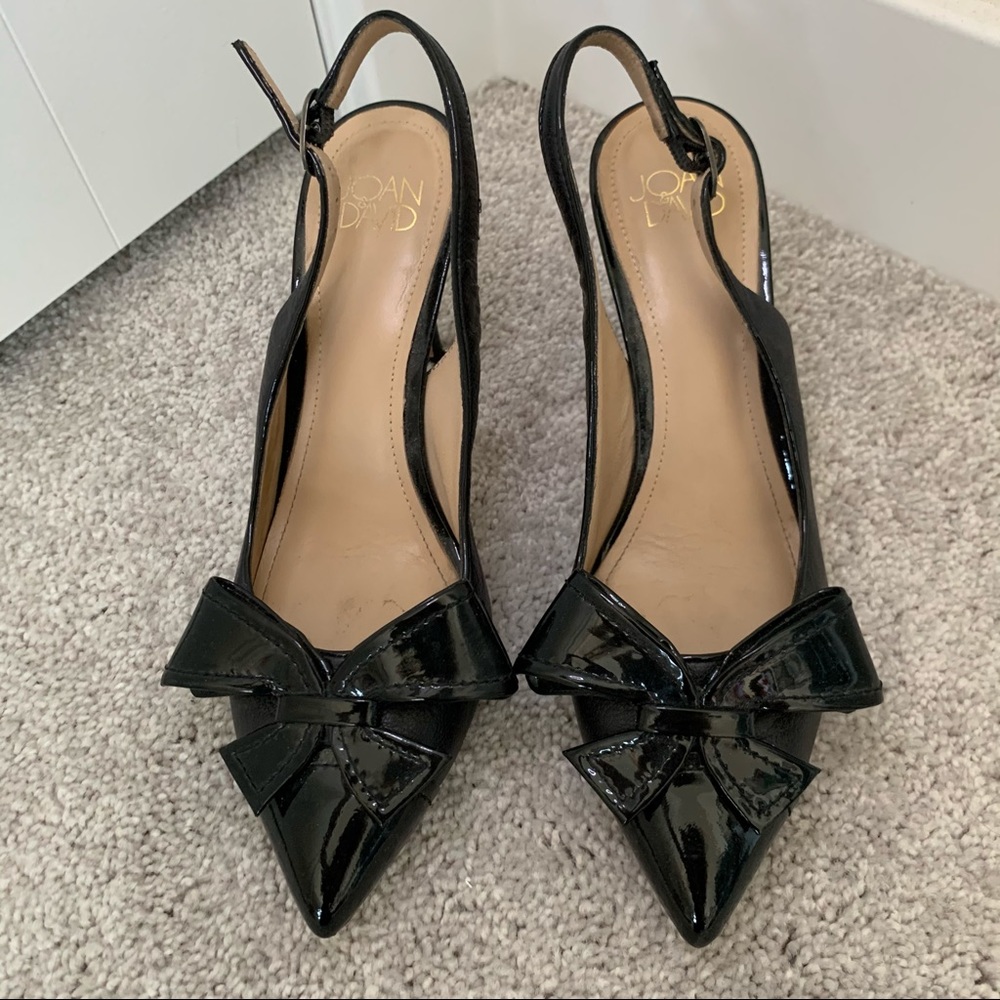 Joan & David black bow strappy pumps